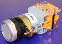 22mm ILLUM PUSHBUTTON WHITE, METALIC BEZEL, 1NO/1NC MOMENTARY, 110VAC/DC LED IP65