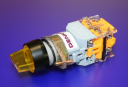 22mm ILLUM SELECTOR SWITCH, KNOB YELLOW, 3-POS MAINTAINED 2NO, 24VAC/DC LED