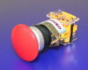 22mm MUSHROOM PUSHBUTTON RED, 40mm DIA, 1NO/1NC MOMENTARY IP40