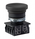 GHISALBA 22mm IP66 MUSHROOM BUTTON BLACK MOMENTARY 40mm DIA