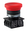 GHISALBA 22mm IP66 MUSHROOM BUTTON RED MOMENTARY 40mm DIA