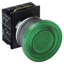 GHISALBA 22mm IP66 ILLUM MUSHROOM BUTTON GREEN LATCHING 40mm DIA