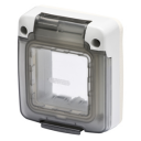 GEWISS COMBI-IN WATERTIGHT GREY COVER IP65 FLUSH MTG 2GANG 2MOD, SMOKED TRANS RIGID DOOR