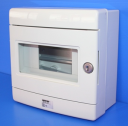 GEWISS 42RV GREY EMERGENCY ENCLOSURE, FITTED WITH DIN RAIL 8MODS, IP55 SURFACE MTG