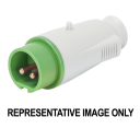 GEWISS IEC309 BTS STR PLUG IP44 16AMPS GREEN 20-25VAC/40-50VAC 100-200Hz 2P 4H