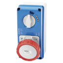 GEWISS IEC309 67IB SWSKT VERT IP67 RED 415V 6H 32AMPS 3P+N+E with MCB 6kA C CURVE W/BASE