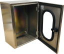 CVS SS304 ENCLOSURE 400H x 300W x 150D, 1-DOOR TRANSPARENT c/w GEAR PLATE (no brackets)