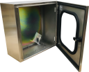 CVS SS316 ENCLOSURE 400H x 400W x 200D, 1-DOOR TRANSPARENT c/w GEAR PLATE (no brackets)