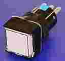 16mm SQUARE ILLUM PUSHBUTTON WHITE, 1x C/O  MOMENTARY, 24VAC/DC LED