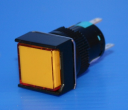 16mm SQUARE ILLUM PUSHBUTTON YELLOW, 1x C/O  MOMENTARY, 24VAC/DC LED