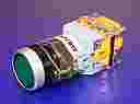 22mm ILLUM PUSHBUTTON GREEN, METALIC BEZEL, 1NO/1NC MAINTAINED, 12VAC/DC LED IP65