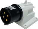 GEWISS IEC309 90° INLET SURFACE MTG IP44 BLACK 480-500V 7H 32AMPS 3P+E