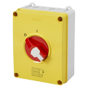 GEWISS 70RT HP ISOLATOR IN PLASTIC ENCL IP66/67/69 - RED KNOB 63A (AC23A) 4P 156x200x95mm
