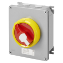 GEWISS 70RT HP ISOLATOR IN METAL ENCL IP66 - RED/YLW KNOB 25A (AC23A) 4P 140x165x64mm