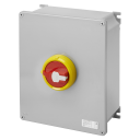 GEWISS 70RT HP ISOLATOR IN METAL ENCL IP66 - RED/YLW KNOB 125A (AC23A) 4P 307x257x121mm