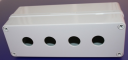 22mm PUSHBUTTON ENCLOSURE ABS IP66 4 HOLE SHALLOW 250x80x70mm DEEP