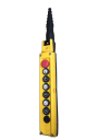 TER MIKE PENDANT 8-WAY:  4x 1-SPEED 1NO + 2x 2-SPEED 2NO1NC BUTTONS w/SYMBOLS + E/STOP 1NC + BLANK