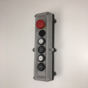 TER VICTOR CONTROL STN GREY 6 HOLE - 4x 1-SPEED 1NO BUTTONS (w/SYMBOLS) + E/STOP 1NC + BLANK