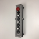 TER VICTOR CONTROL STN GREY 8 HOLE - 6x 1-SPEED 1NO BUTTONS (w/SYMBOLS) + E/STOP 1NC + BLANK