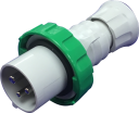 GEWISS IEC309 HP STR PLUG IP66/67/68/69 GREEN >50V >300-500HZ 2H 16AMPS 2P+E