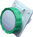 GEWISS IEC309 HP 10° SOCKET FLUSH MTG IP66/67 GREEN >50V >300-500HZ 2H 16AMPS 2P+E
