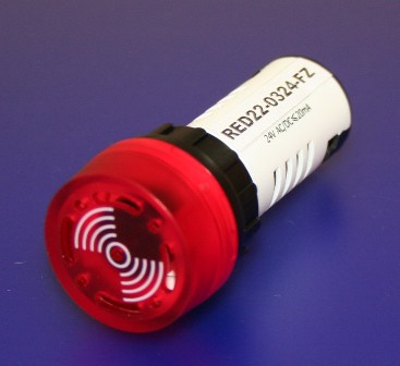 Piezo-Summer mit LED-Blinklicht Rot / Größe 2: Ø 22mm